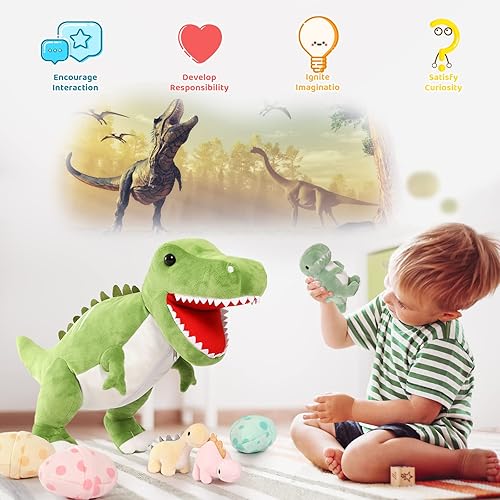 MorisMos Dinosaur Stuffed Animal with Big T-Rex Mommy Stuffed  Dinosaur with Baby Dino Plush To