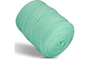 SIMEIQI 400g T-Shirt Yarn Elastic Fabric Crochet Cloth Yarn for DIY Knitting, 130 Yards Spaghetti Yarn Thick Knitting Yarn for Hand DIY Bag Basket Cushion Crocheting Projects,Home Decor(Aqua Green)