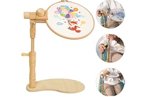 Embroidery Hoop Stand Holder- Hands Free Cross Stitch Stand, Beech Wood Embroidery Hoop Holder for Cross Stitch Frame Lap Sta