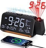 Mesqool Alarm Clock Radio with Projector and Dual Charging Ports