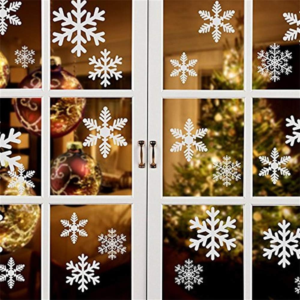 Certusfun Snowflake Window Stickers Christmas Window Decorations 116 Pieces PVC Stickers