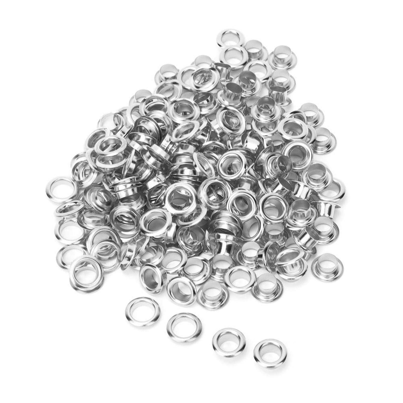 100pcs Eyelets Grommets , Metal Eyelets Rivets Grommets with Washers , 6mm Brass Double Sided Eyelet Silver Grommets Eyelets Hollow Rivet for Clothing Bag Belt Shoe(Silver)