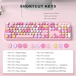MOFII Wired Full Size USB Keyboard, Colorful Retro