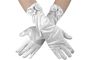 LUTER Girls Princess Long Gloves - Fashionable Dress Up Bows Comfortable Satin Long Finger Dress Gloves