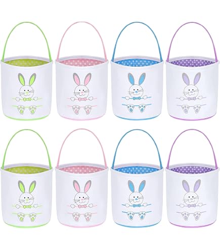 3-Pack Easter Baskets For Kids - Canvas Bunny Bags For Egg Hunting & Candy 4 thumbnail image