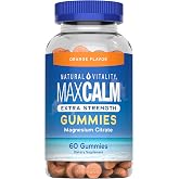 Natural Vitality MaxCalm Extra Strength Magnesium Gummies | Orange Flavored Supplement | Ionic Magnesium Citrate Gluten-Free Formula | 60 Count