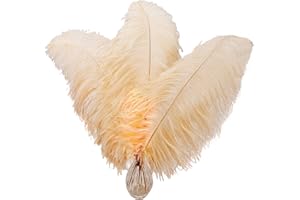 Larryhot 16-18inch Ostrich Feathers Plumas - 10pcs Boho Feathers for Vase Decoration,Wedding Party Centerpieces and Home Decorations (Champagne)