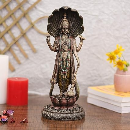 Collectible India Standing Vishnu Idol Statue for Home Pooja Room - Lord Vishnu God Venkateshwara Narayan Avatar Spiritual Showpiece Figurine for Temple Mandir Puja Room (Size 12.5 x 5 Inches)