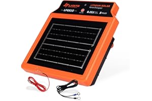 BEIYI LFGS15 Solar Electric Fence Charger, 24 Hour 5 Miles Solar Charger, Portable 0.15J Energizer with Rechargeable Solar Panel for Livestock, Electric Fence Energizer