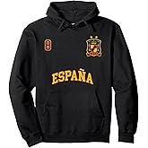 Espana Spain Team Sports Number 8 Soccer Spanish Flag Pullover Hoodie