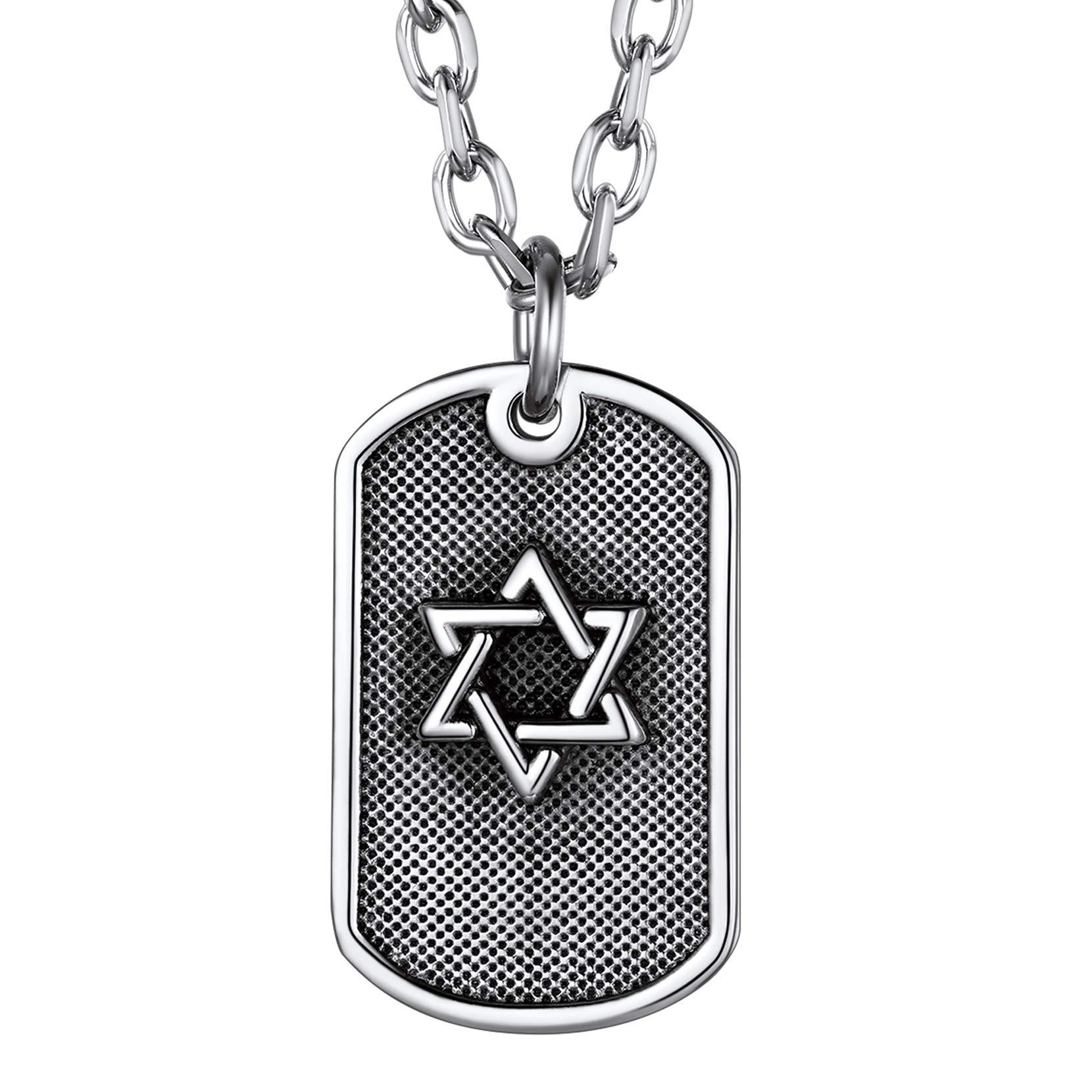 Richsteel Dog Tags Womens Necklace Star of David Jewish Gifts Girls Pendant Jewelry Stainless Steel Mens Necklaces