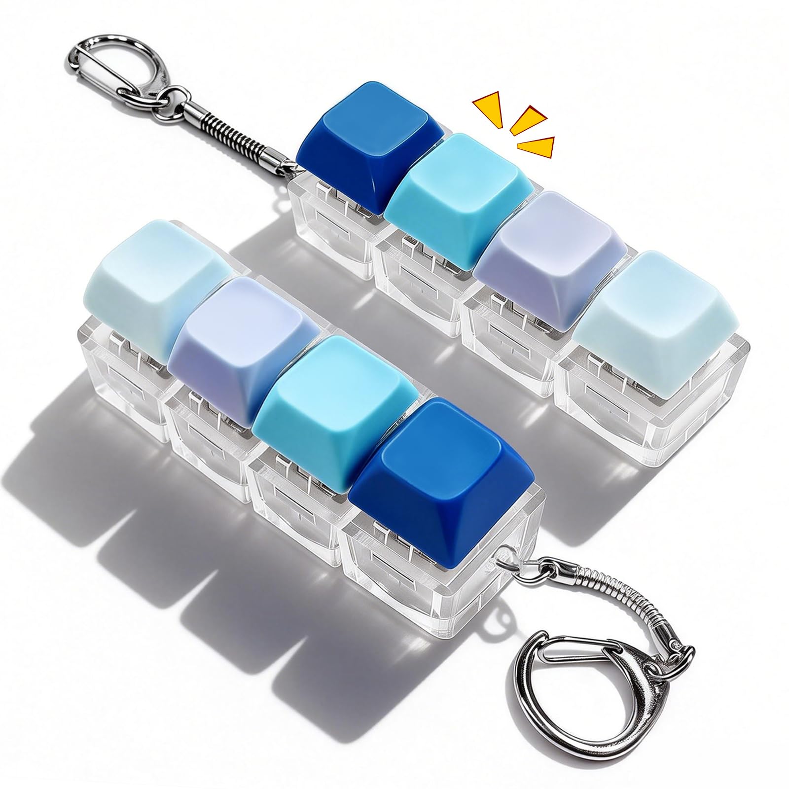 Quelcc 2 Pcs Keyboard Fidget Toy, 4-Button Fidget Toys, Stress Relief Fidget Toys Adults, Funny Fidget Keyboard, Keyboard Clicker Fidget Toy, Fidget Keyring, Fidget Clicker, Clicky Keyboard Fidget Toy