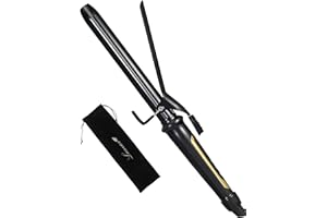 Lanvier 1 Inch Extra Long Hair Curling Iron with Ceramic Tourmaline Barrel, Professional Hair Curler up to 450°F with Dual Voltage for Worldwild Use, Hair Waving Style Tool for Girls&Women–Black