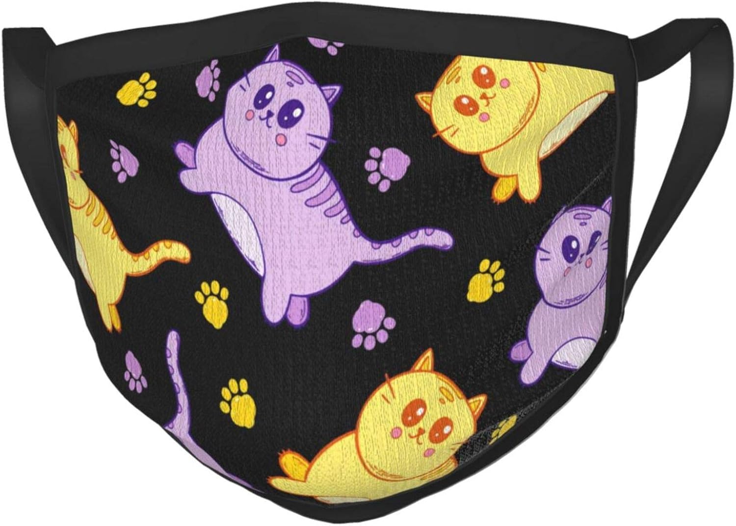 Cute Cats Kawaii Face Mask Reusable Adult Black Frame Mask Breathable