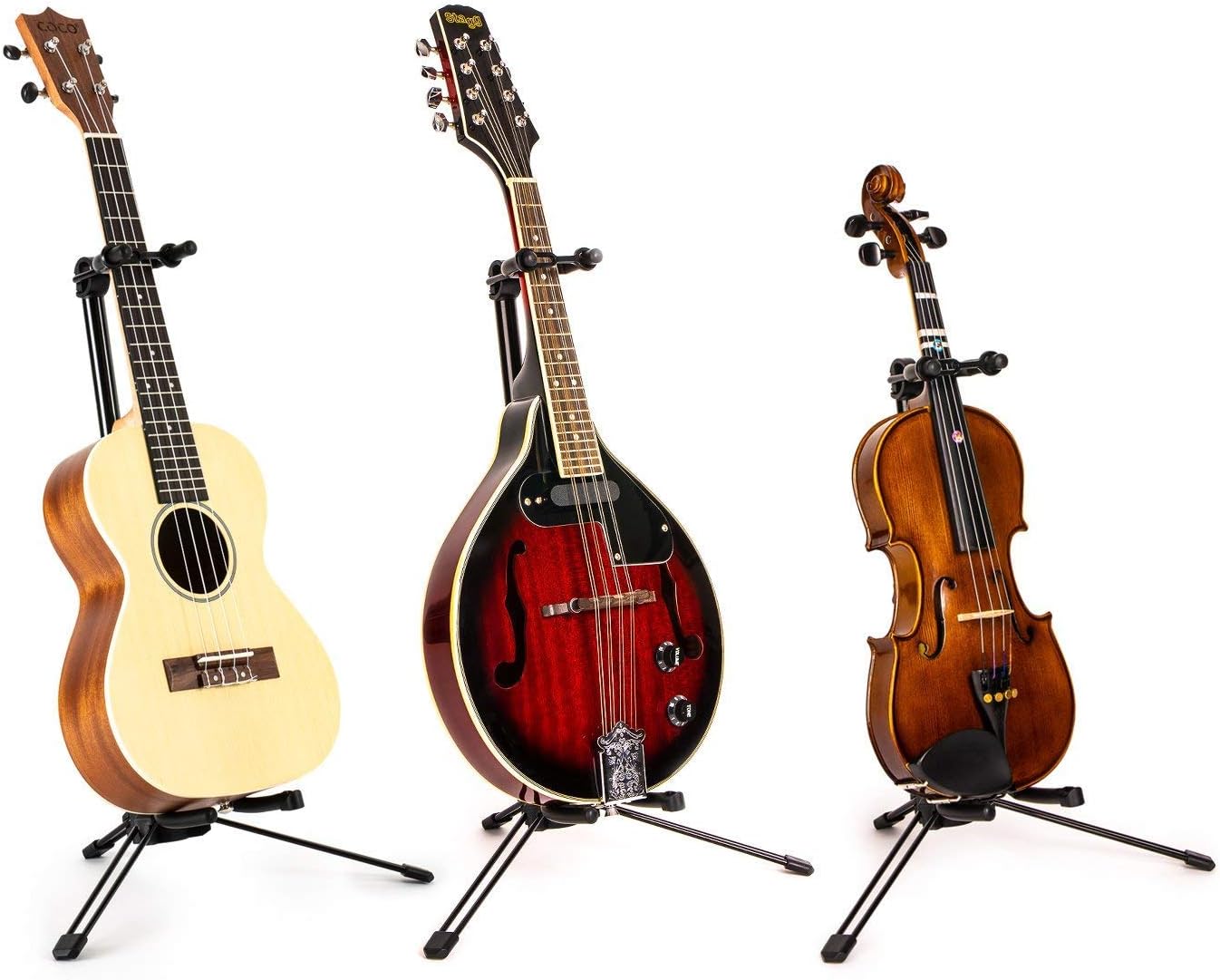 Portable, Foldable, Heavy Duty Stand holder for Ukulele/Violin/Viola/Mandolin with Neck Support and Bow Holder