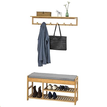 Sobuy Fsr47 N Fhk06 N Hallway Furniture Set Bamboo Shoe Rack