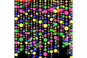 WELITTCON 120feet UV Round Dot Paper Neon Garland Neon Streamers Decorations UV Reactive Black Light Party Favors Glow in The Dark Party Supplies for Wedding Birthday Garlands