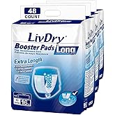 Incontinence Booster Pads by LivDry | Extra Absorbent Protection for Adults, Unisex | Disposable Comfortable Pad (48 Count, Long Length)