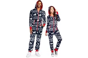 Tipsy Elves Christmas Onesies for Adults - Comfy Unisex Matching Holiday Jumpsuits with Convenient Pockets
