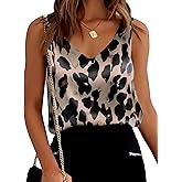 Ekouaer Womens Silk Satin Tank Tops V Neck Casual Cami Sleeveless Camisole Blouses Summer Basic Tank Shirt