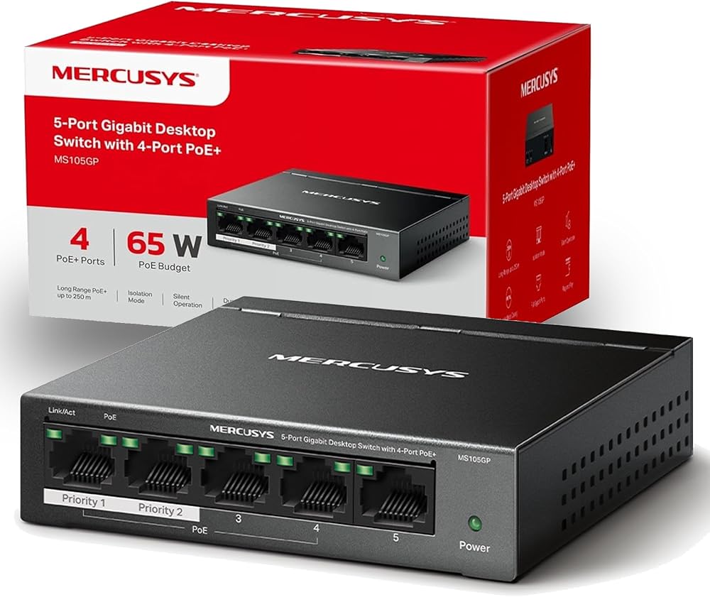 MERCUSYS MS105GP 5-Port Gigabit Switch with 4 PoE+ Ports 65W