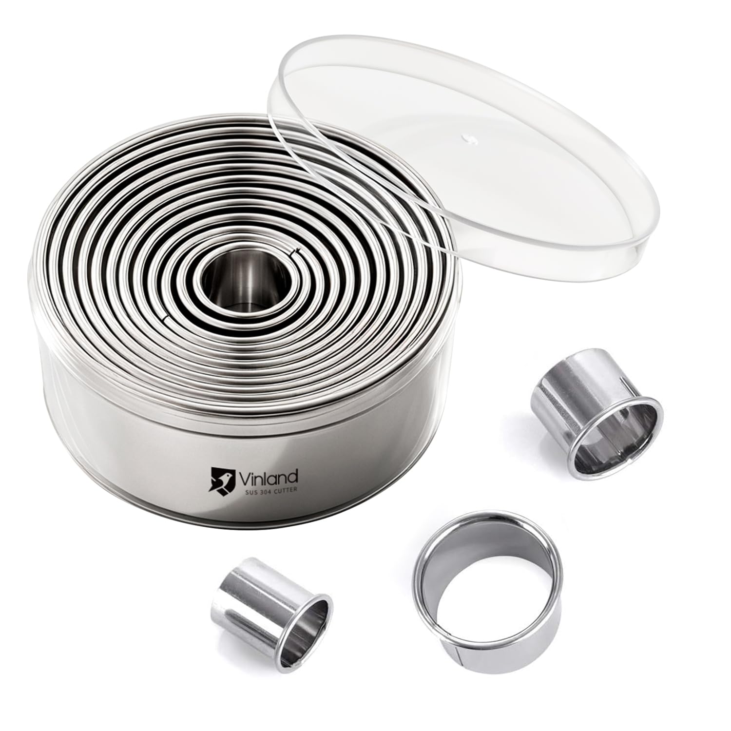 Photo 1 of 12-Piece 304 Stainless Steel Biscuit Cutter Set, Round Cookie Cutters for Baking (1/2/3/4/5'') with PP Storage Box, Dough Pastry Cake Circle Cutting Ring Molds, Non-Rust Double Thickness & 2.1‘’ High