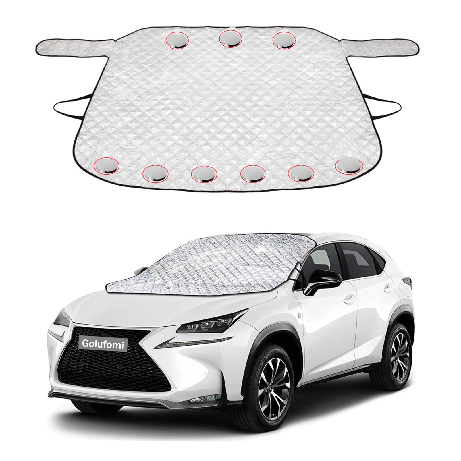 Photo 1 of Car Windshield Cover Sunshade 9pcs Magnetic Windscreen Cover Sun Shade in All Weather Fits Most Cars SUV