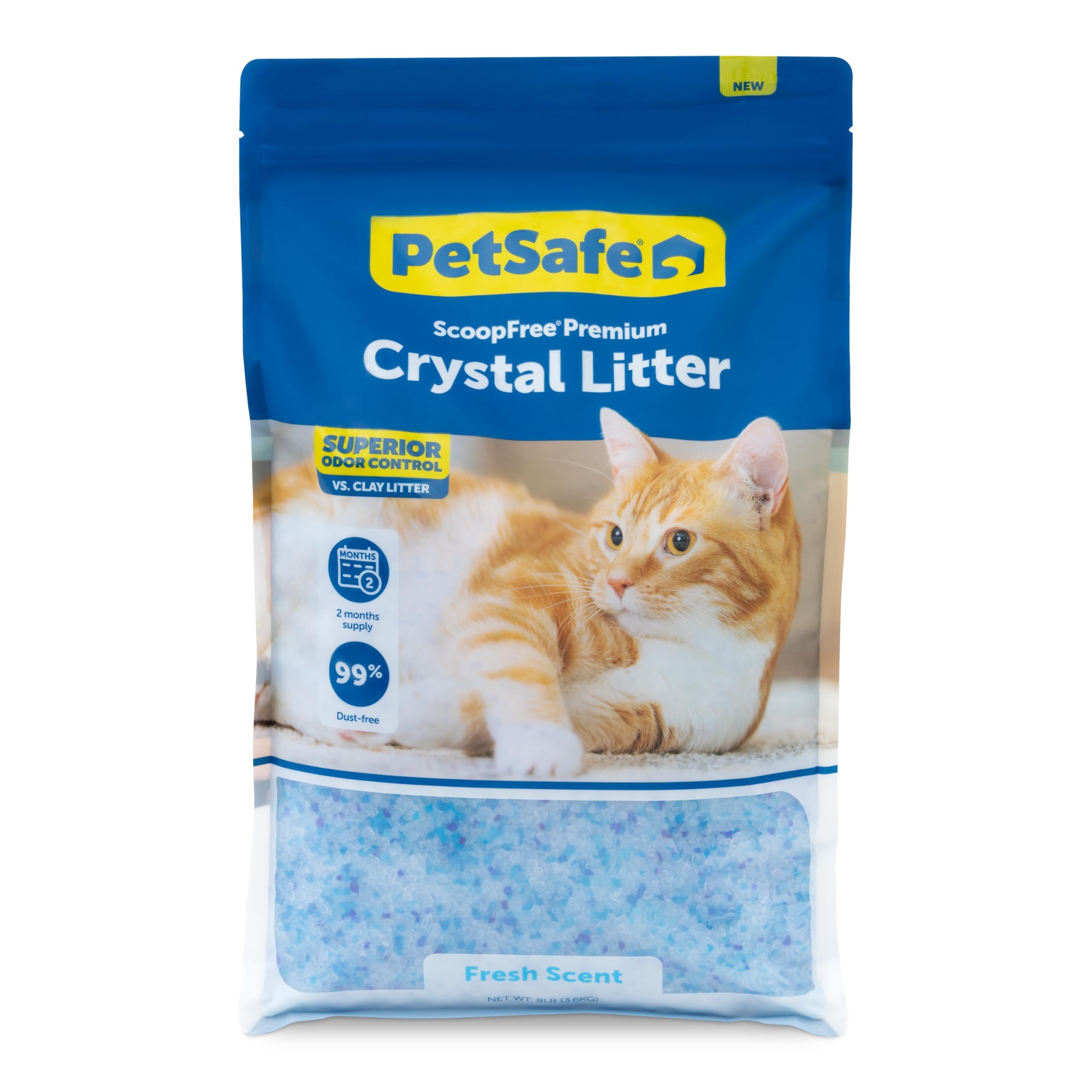 Photo 1 of PetSafe ScoopFree Premium Crystal Cat Litter - Ultra-Absorbent Silica Universal Litterbox Crystals - Non-Clumping Odor Control - Fresh Scent - 8 lb Bag