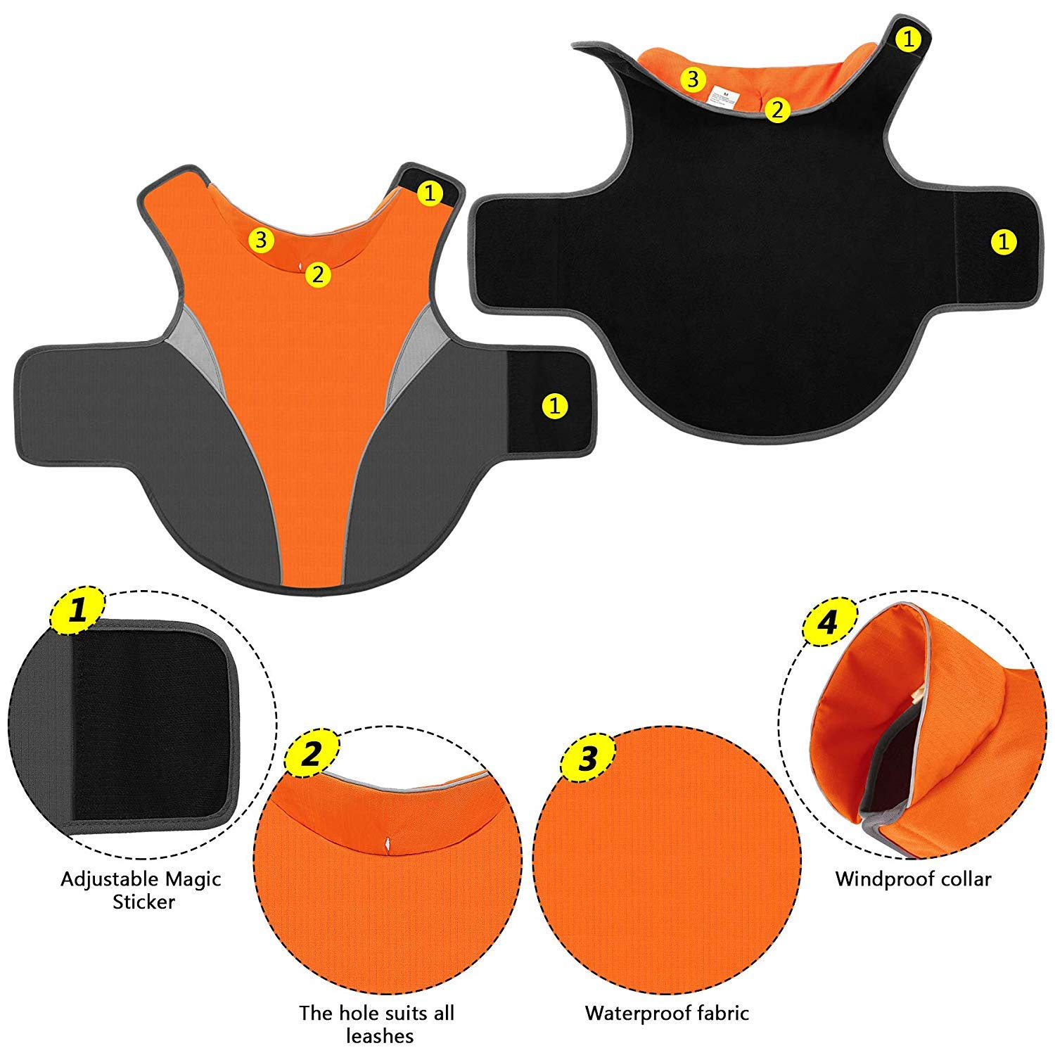 Clan_X Outdoors Dog Coat, Waterproof & Durable Warm Jacket Applied for All Year Around，Available Sizes in XS, S, M, L, XL, XXL.(XS, Orange)