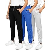 Real Essentials 3 Pack: Boy's Mesh Jogger Sweatpants - Youth Kids Baseball Football Athletic Pants with Pockets