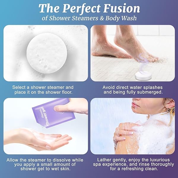 RUSEMLE SHOWER STEAMERS AROMATHERAPY 6 PACK, 2-IN-1 SHOWER STEAMERS AND BODY WASH, STRESS RELIEF – BIRTHDAY GIFTS FOR WOMEN MEN MOM WIFE DAUGHTER, GRADUATION GIFTS FOR HER HIM