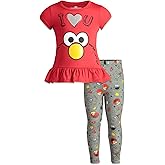 Sesame Street Big Bird Cookie Monster Elmo Pullover T-Shirt and Leggings Outfit Set Infant to Little Kid