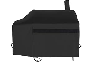 NEXCOVER Offset Smoker Cover - 60 Inch Waterproof Charcoal Grill Cover, Outdoor Heavy Duty BBQ Cover, Rip Resistant Smokestack Barbecue Cover for Brinkmann Char-Broil Weber Nexgrill, Black.