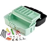 Plano Catch All One-Tray Tackle Box Kit, Black/Blue, Rust-Proof Brass Latch, Top-Access Tray with Deep Storage, Made in the USA, Portable Fishing Gear Storage Organizer
