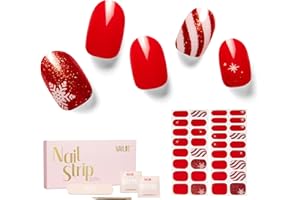 Nailog Semi Cured Gel Nail Strips 34 pcs for Christmas | Long Lasting Nail Polish Sticker Wraps with Glossy Gel Finish (Santa is Here)