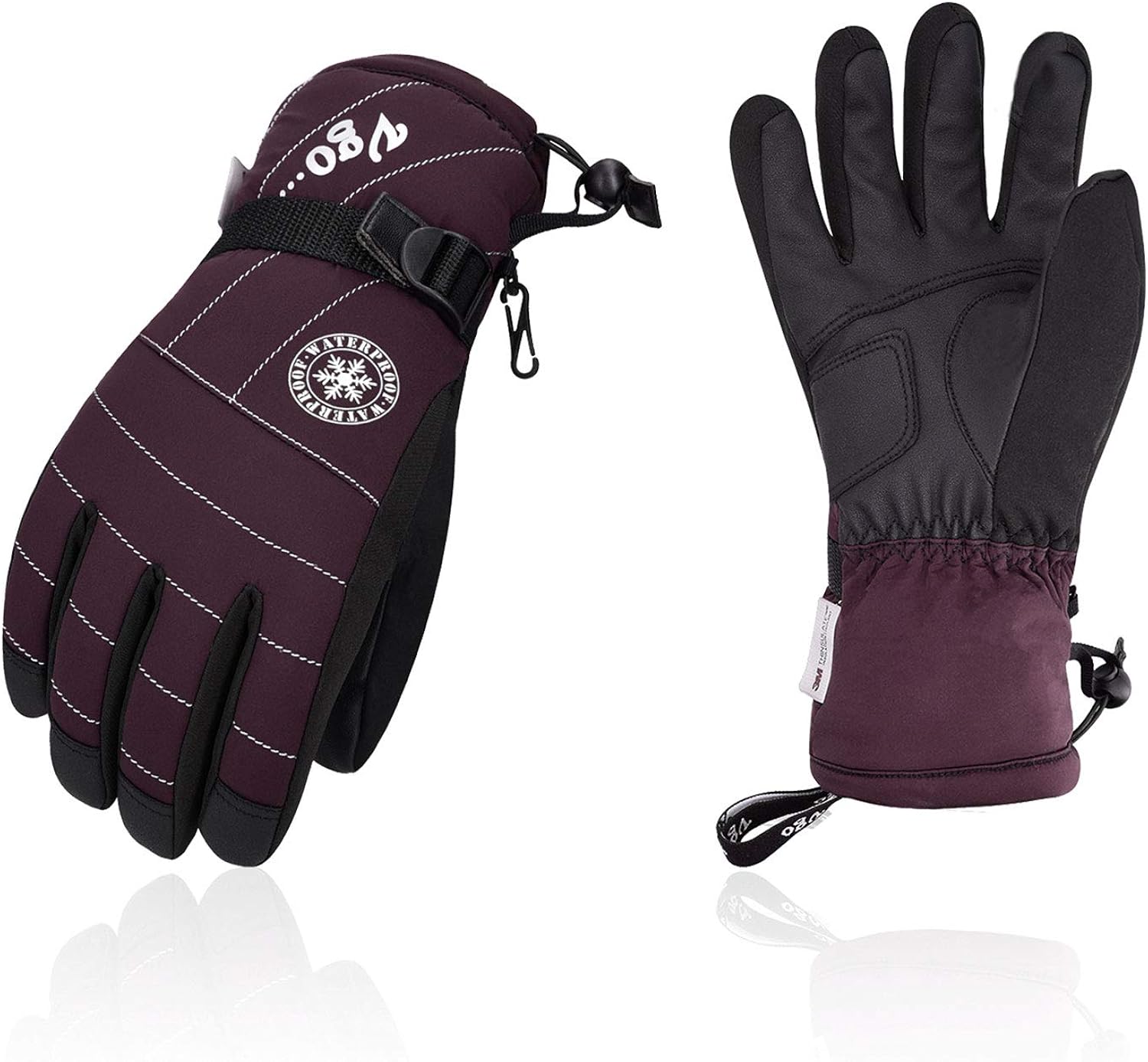Vgo 1-Pair -4℉ 3M G150 Lined Unisex Winter Skiing Gloves (SF-PU2445FW): Sports & Outdoors