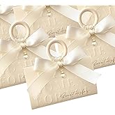 ZJSXINDI 15 Pcs Favor Boxes Gift Wrap Boxes Pale Beige Gift Box 5"x 3" For Party Favor, Weddings, Bridal Showers, Bridesmaids... Gift Wrap Boxes Bulk for Crafting (white ribbons)