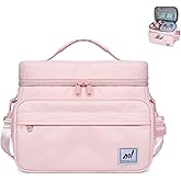 NOL Natural Organic Lifestyle Fully-Insulated Lunch Bags for Women & Men, Lightweight Nylon Cooler Bag for Adult Meal with Adjustable Shoulder Strap Waterproof Lunch Box For Work, 18 Cans/13 L,Pink