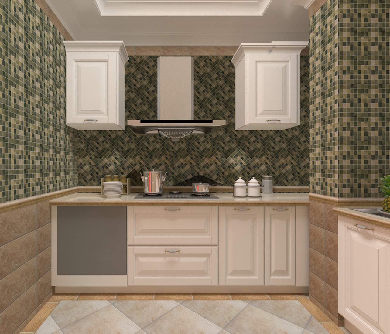 Abyssaly Mosaic Contact Paper 17 71 X 118 Self Adhesive Removable Wallpaper Bathroom Kitchen Cabinet Tools Home Improvement Building Supplies Migalio Com