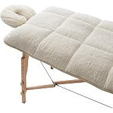 Saloniture Fleece Reversible Quilted Massage Table Pad &amp; Face Cradle Set - Soft and Comfortable 1/2" Thick Facial Bed and Headrest Cover - Natural
