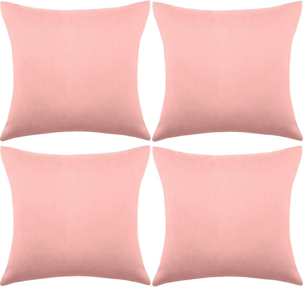 Boao 4 Pack 18x18 Pink Waterproof Outdoor Pillow Covers PU Coated