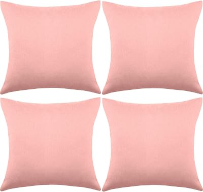 Boao 4 Pack 18x18 Pink Waterproof Outdoor Pillow Covers PU Coated