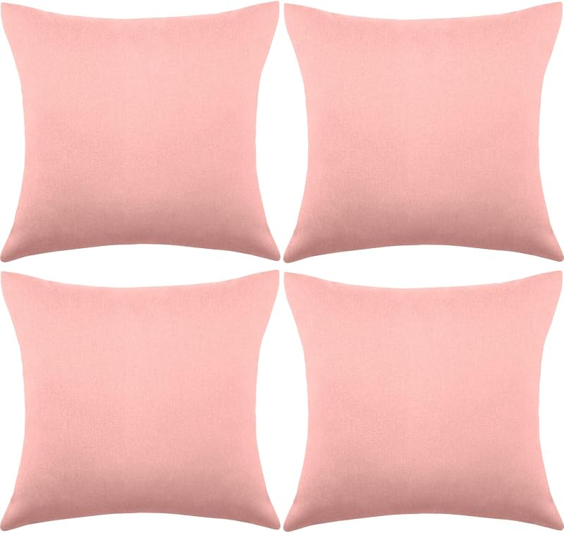 Boao 4 Pack 18x18 Pink Waterproof Outdoor Pillow Covers PU Coated