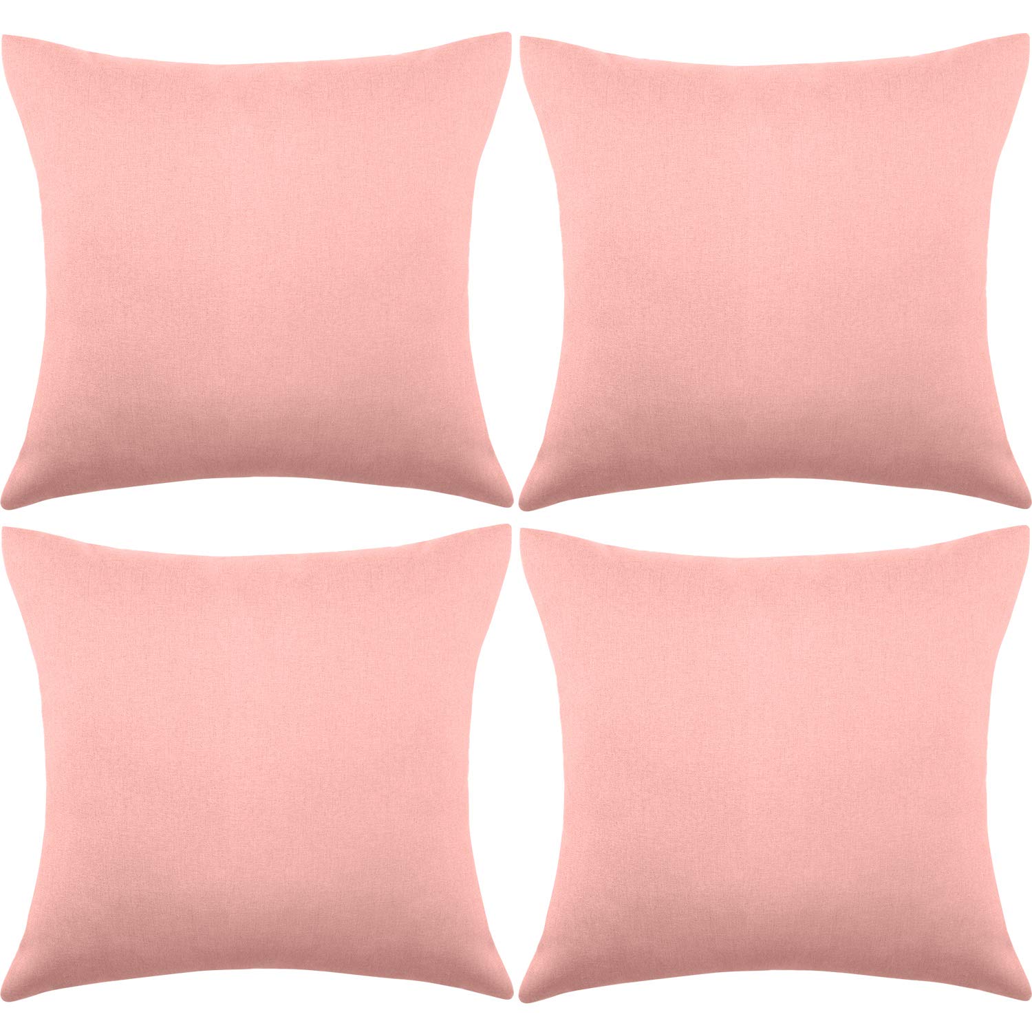 4 Pack Decorative Outdoor Waterproof Throw Pillow Covers, Square Patio Balcony Garden Waterproof Cushion Case, PU Coating Pillow Shell for Couch, Bed, Patio, Sofa, Tent,18 x 18 Inch (Pink)