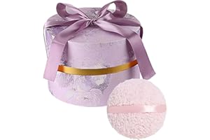 Qopoto Powder Puff, Large 6'' Body Powder Puff for Dusting Powder, Women Powder Puff with Storage Container for Bath, Body Powder Applicator and Oversize Powder Puffs for Body Powder (Lavender)
