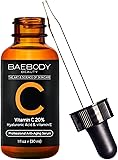 Baebody Vitamin C Serum 20% for Face, Professional Anti-Aging Topical Facial Serum w Hyaluronic Acid and Vitamin E, Super Strength w Organic Ingredients, 1oz