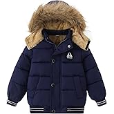AMIYAN Toddler Down Winter Coat Boys Girls Fleece Jacket Hooded Thickened Warm Coat Outerwear for Kids 1-6 Years