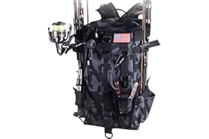 MoiShow Fishing Backpack Tackle Bag, Fishing Backpack with Rod Holders Large Storage Fishing Tackle Box Backpack, Fishing Rod Bag for Carrying Fishing Gear and Equipment