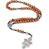Wooden Catholic Rosary Beads for Men Women,Pardon Crucifix Rosary with St Benedict and Milagrosa Medal,Cruz Del Perdon Catolica,Crucifijo Del Perdon,Rosarios Catolicos Regalos Para Hombre Mujer