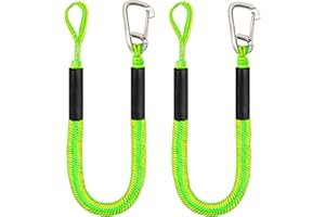 XUANNIAO Boat Bungee Dock Lines, 4 Feet Stretches to 6 Feet Mooring Rope 4-Pack for Docking, Mooring Line Boat Accessories Docking Ropes PWC Dock Ties for Boats (Green with Singles Clips 2 Pack)